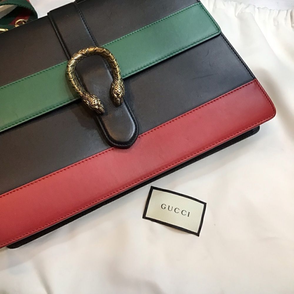 Large Gucci Dionysus Handbag - Black and Green